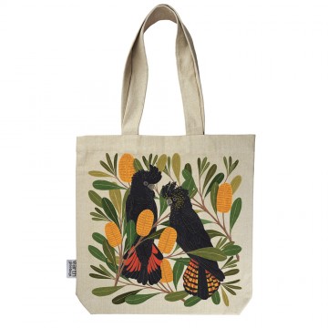 Tote Bag with Pocket | Cockatoos + Banksia